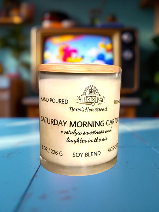 Custom Message candle – Saturday Morning Cartoons
